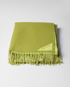 Легкий жаккардовый плед из шерсти и кашемира Prada, зеленый