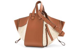 Loewe Сумка-гамак из жаккардовой коровьей кожи и канваса, сумка через плечо, сумка-кроссбоди, маленькая женская, коричнево-бежевая