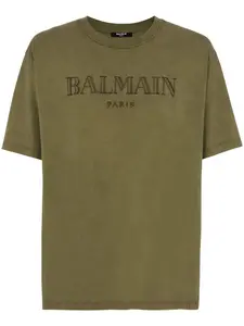 Футболка с вышитым логотипом BALMAIN, зеленый