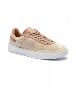 Кроссовки кожаные Tommy Hilfiger с монограммой, бежевый