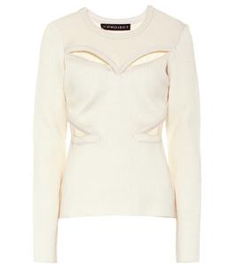 Свитер с вырезом из смесовой шерсти Y/Project, кремовый