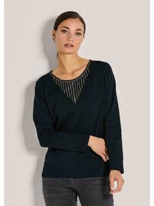 MADELEINE Элегантный свитер черного цвета с отделкой стразами