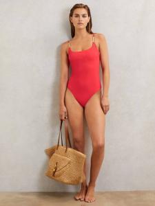 Купальник Imogen с ремешками и пряжкой Reiss, Coral Red