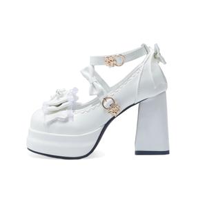 Yang Nianhua Туфли Мэри Джейн на массивном каблуке 6 см женские чисто белые, цвет Pure White