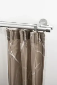 Карниз для штор GARESA "EASY", 2 направляющие, желаемая длина, внутренняя направляющая комплекта штор, выдвижная, настенный монтаж, колпачок, алюминий 60х430 см, Ø 20 мм, цвет silberfarben