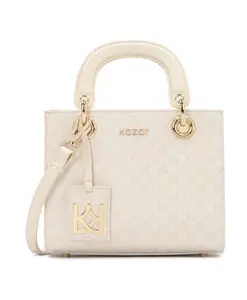 Яркая кожаная сумка с узором Kazar, белый