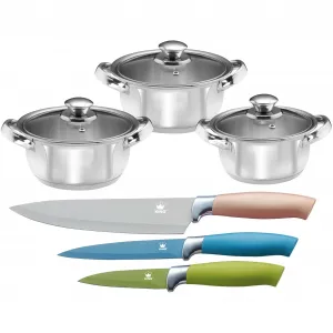 Набор кастрюль King Stainless Steel с комплектом ножей