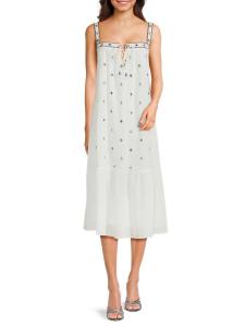 Платье-миди Riley Cotton с геометрическим узором Velvet by Graham & Spencer, белый