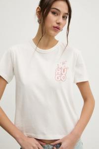 Хлопковая футболка Hugo, бежевый