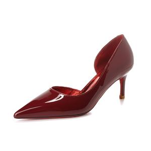 QITUMAUL Тонкие каблуки женские на высоком каблуке бордовые, цвет Burgundy[Heel Height 6.5cm]