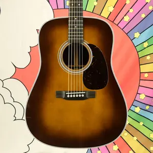Акустическая гитара Martin D-28 2025 года, окраска Ambertone Sunburst