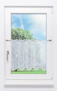 Штора для кафе, кружево Плауэн - дерево (Ш x В) 145,8 см * 50 см, белая/белая Plauener Spitze