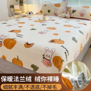 Disney Простыня на резинке из фланели 180х200 см, утепленная, флисовая подкладка, цвет Pumpkin Rabbit