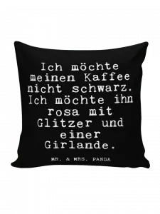 Подушка Mr & Mrs Panda 40x40 Ich möchte meinen Kaffee, черный