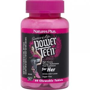 NaturesPlus Power Teen for Her жевательные высокоэффективные мультивитамины с лесными ягодами, 60 таблеток Nature's Plus