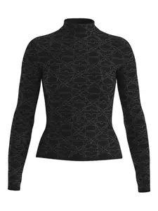 Топ с высоким воротником и цветочным узором HUGO, черный