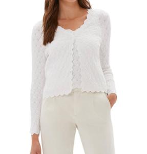 Кардиган с ажурной вязкой Pointelle в белом цвете Ecru