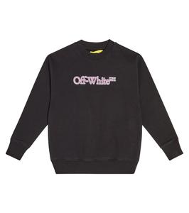 Толстовка большого размера из хлопкового джерси с книжным узором Off-White Kids, черный