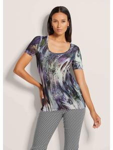 MADELEINE Футболка с короткими рукавами и уникальным принтом в черно-многоцветном/бензиновом исполнении