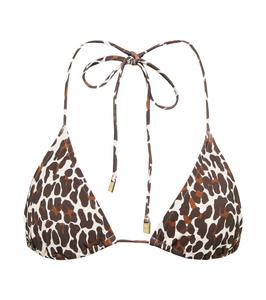 Верх бикини с треугольным принтом Tory Burch, Reva Leopard