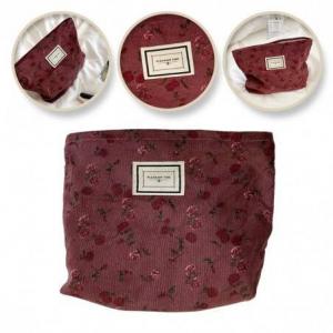 Однокамерная косметичка ECARLA с красными цветами 25x5x18см Бордовый KS118