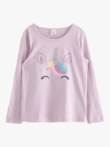 Детский топ с длинным рукавом с единорогом Lindex, Light Dusty Lilac