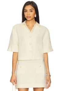 Короткая блузка с короткими рукавами и пуговицами Khloe Simkhai, ivory