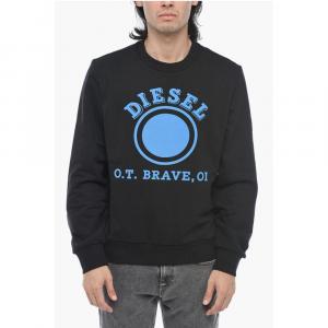 Felpa Girocollo S-GINN-K35 Свитер в цвете Cotone Garzato Con Stampa Logo Diesel, Black