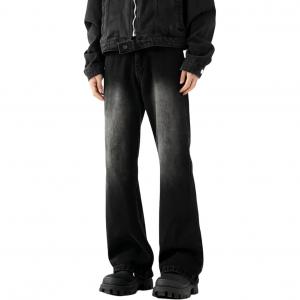 Джинсы Unisex утепленные с флисовой подкладкой прямого кроя ZIAREL, черный серый (fleece-lined)