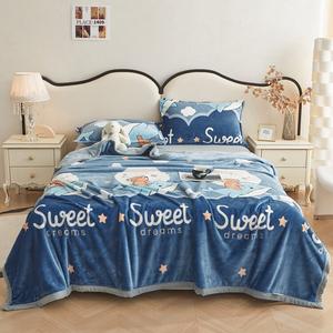 Antarctic Комплект зимнего постельного белья из 3 предметов (простыня 180х200 см, 2 наволочки), флис, утолщенный, двусторонний, рисунок Dolphin And Bear