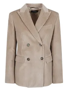 Вельветовый двубортный пиджак Weekend Max Mara, нейтральный