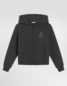 Хлопковое худи с капюшоном и ареліковым шевроном DG Dolce&Gabbana, серый