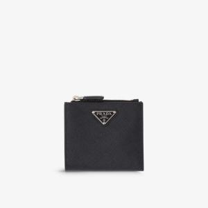 Маленький кошелек из сафьяновой кожи Brand-Plaque Prada, черный