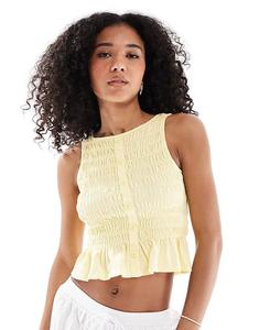 Жилет New Look на пуговицах, присборенный, желтого цвета