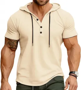 Мужская худи-хенли с коротким рукавом Slim Fit Weinexra