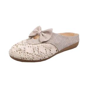 WUJI Женские сланцы с резиновой подошвой, ажурные, устойчивые к истиранию, быстросохнущие, с закрытым носком, бежевые, цвет Beige