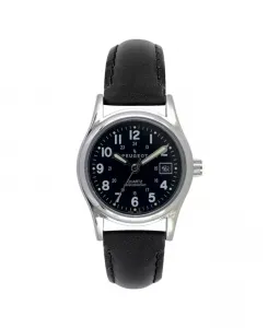 Женские черные спортивные часы Nurse Sport Calendar на черном кожаном ремешке Peugeot