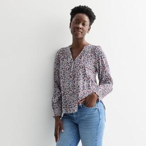 Миниатюрный топ-хенли с присборенными запястьями Sonoma Goods For Life, цвет warm multi floral