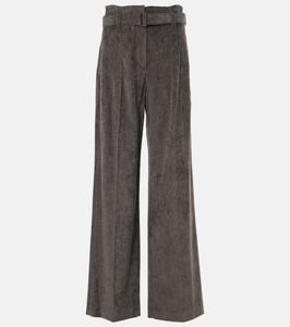 Зауженные брюки из хлопка с высокой талией Brunello Cucinelli, Dark Grey