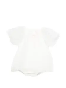 Платье-комбинезон из тюля с короткими рукавами Elisabetta Franchi La Mia Bambina, белый