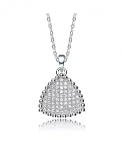 Подвеска из стерлингового серебра с кубическим цирконием треугольной формы Genevive, silver