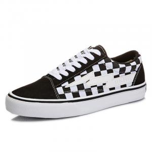BURNING FLAME REVENFE X SPOTM Нескользящие, износостойкие, дышащие низкие кеды унисекс в черно-белую клетку, цвет Black White Checkerboard