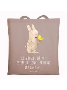 Сумка-шоппер Кролик Цыпленок с надписью в пастельно-коричневых тонах Mr. & Mrs. Panda