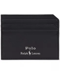 Мужской гладкий кожаный картхолдер Polo Ralph Lauren, черный