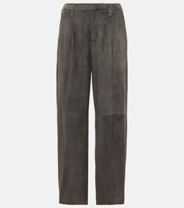 Замшевые прямые брюки Brunello Cucinelli, Piombo