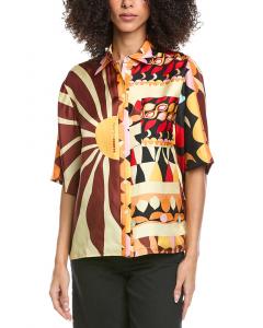 Шелковая рубашка с принтом Sandro, серый