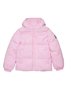Пуховик с капюшоном Diesel Kids, розовый