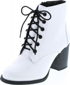 Женские ботильоны Soda Korman с кружевной шнуровкой, на молнии, из искусственной кожи, с округлым носком, White Pu