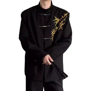 Деловой костюм Unisex с отложным воротником VanCamel, черный business suit with золото embroidery