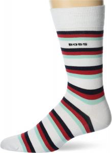 BOSS Мужские носки в полоску, Mint Ocean/Lipstick Red/Cloud White Stripe
